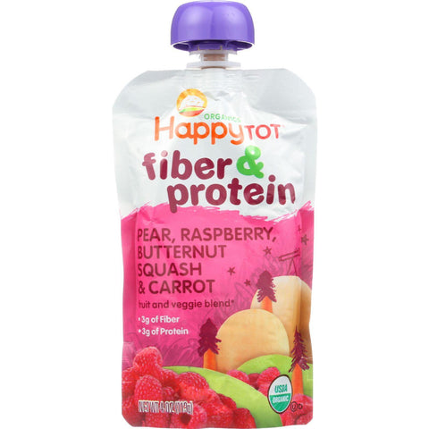 Happy Tot Toddler Food - Organic - Fiber And Protein - Stage 4 - Pear Raspberry Butternut Squash And Carrot - 4 Oz - Case Of 16