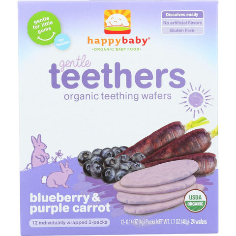 Happy Baby Teethers - Organic - Gentle - Blueberry And Purple Carrot - 1.7 Oz - Case Of 6