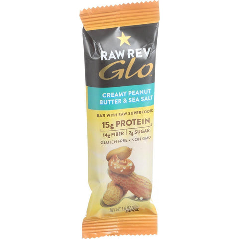 Raw Revolution Glo Bar - Creamy Peanut Butter And Sea Salt - 1.6 Oz - Case Of 12