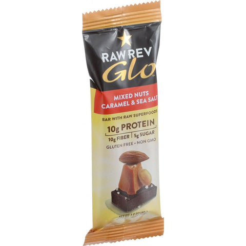 Raw Revolution Glo Bar - Mixed Nuts - Caramel And Sea Salt - 1.6 Oz - Case Of 12
