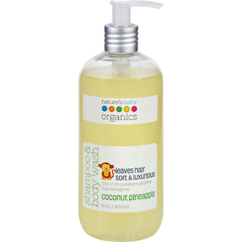 Natures Baby Organics Shampoo And Body Wash - Coconut Pienapple - 16 Oz