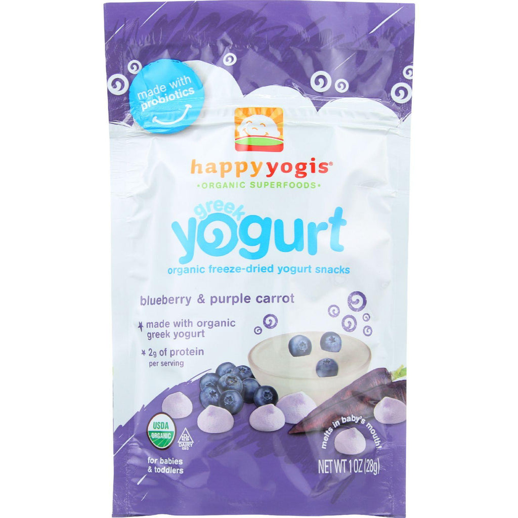 Happyyogis Yogurt Snacks - Organic - Freeze-dried - Greek - Babies And Toddlers - Blueberry And Purple Carrot - 1 Oz - Case Of 8