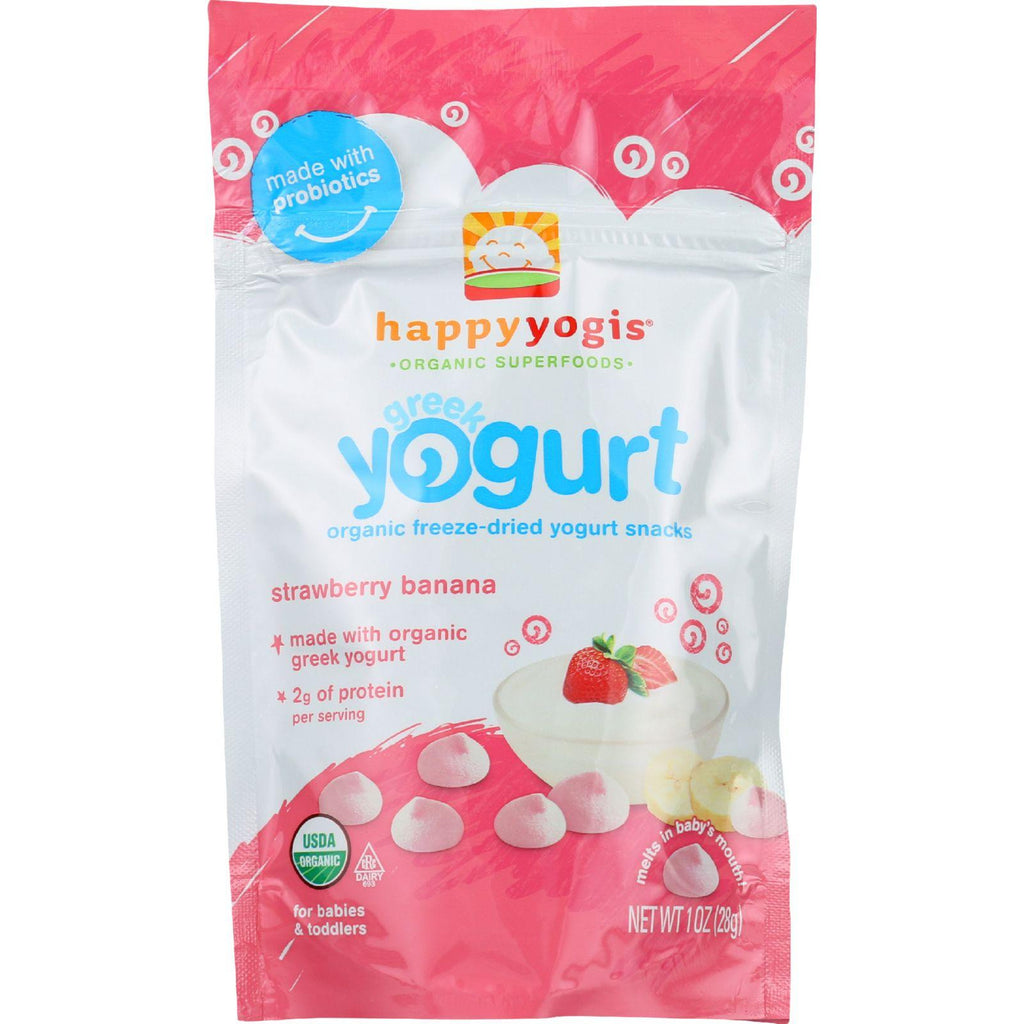 Happyyogis Yogurt Snacks - Organic - Freeze-dried - Greek - Babies And Toddlers - Strawberry Banana - 1 Oz - Case Of 8