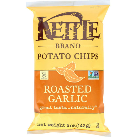Kettle Brand Potato Chips - Roasted Garlic - 5 Oz - Case Of 15