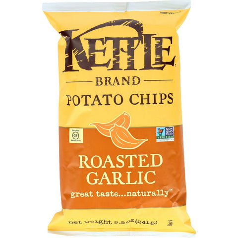 Kettle Brand Potato Chips - Roasted Garlic - 8.5 Oz - Case Of 12