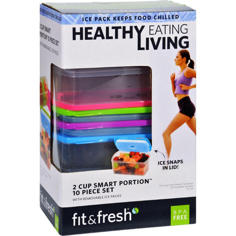 Fit And Fresh Containers - Healthy Living - Smart Portion - 2 Cup Size - 10 Pieces
