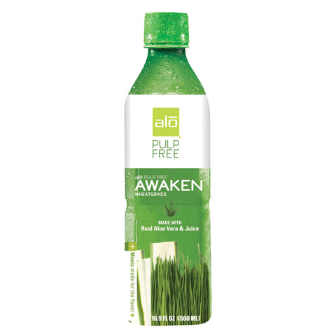 Alo Pulp Free Awaken Aloe Vera Juice Drink - Wheatgrass - Case Of 12 - 16.9 Fl Oz.