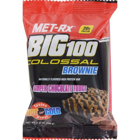 Met-rx Meal Replacement Bar - Big 100 Colossal Brownie - Super Chocolate Fudge - 3.52 Oz - Case Of 9