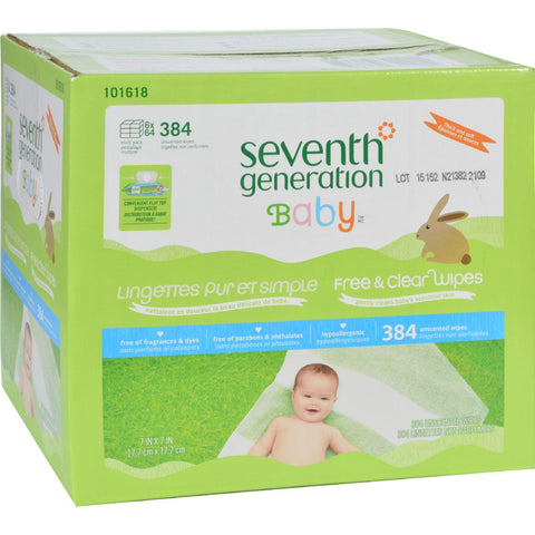 Seventh Generation Baby Wipes - Free And Clear - Multipack - 64 Wipes Each - 6 Count