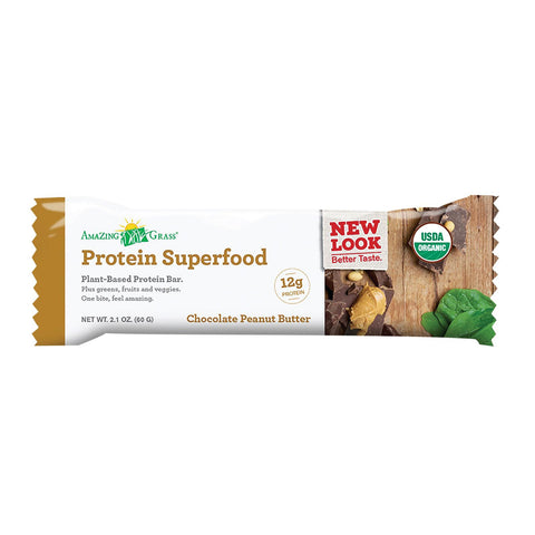 Amazing Grass Superfood Protein Bar - Chocolate Peanut Butter - Case Of 12 - 2.2 Oz.