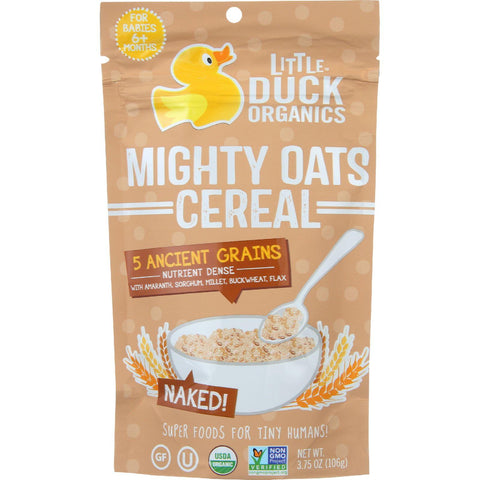 Little Duck Organics Cereal - Organic - Mighty Oats - Naked - Age 6 Months Plus - 3.75 Oz - Case Of 6