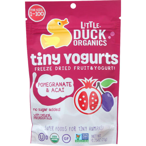 Little Duck Organics Freeze Dried Fruit And Yogurt - Tiny Yogurts - Organic - Pomegranate And Acai - Ages 1 Year Plus - .75 Oz - Case Of 6