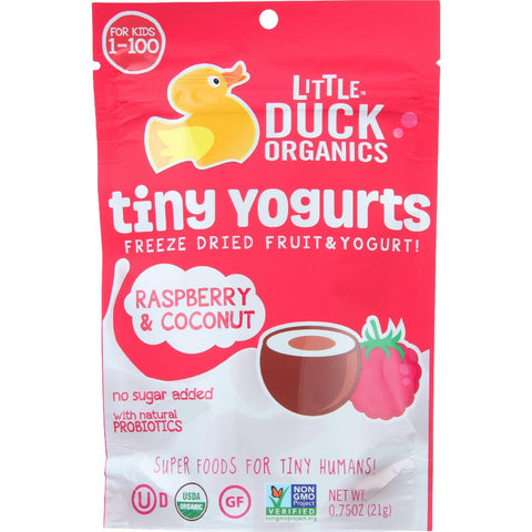 Little Duck Organics Freeze Dried Fruit And Yogurt - Tiny Yogurts - Organic - Raspberry And Coconut - Ages 1 Year Plus - .75 Oz - Case Of 6