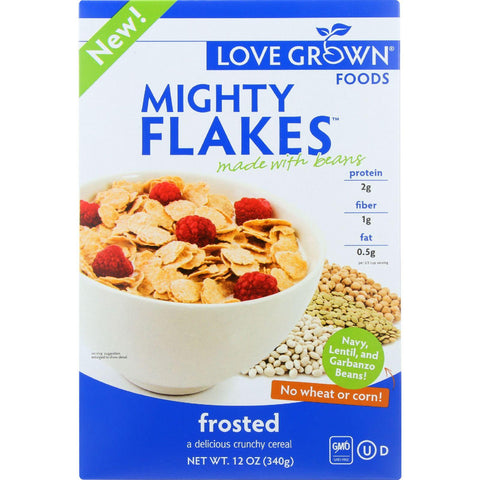 Love Grown Foods Cereal - Mighty Flakes - Frosted - 12 Oz - Case Of 6
