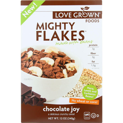 Love Grown Foods Cereal - Mighty Flakes - Chocolate Joy - 12 Oz - Case Of 6