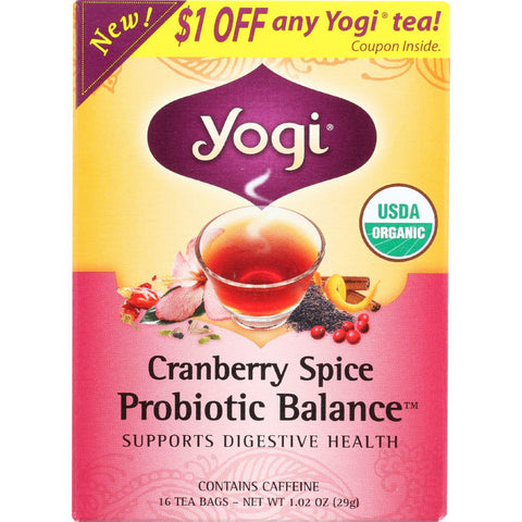 Yogi Tea - Organic - Cranberry Spice Probiotic Balance - 16 Bags - Case Of 6
