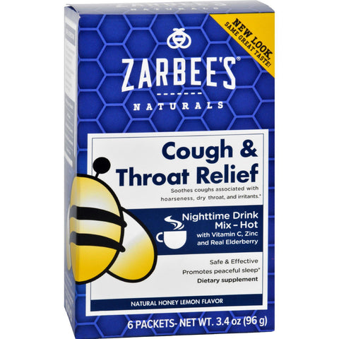 Zarbee's Cough And Throat Relief Drink Mix - Nighttime Supplement - 6 Packets