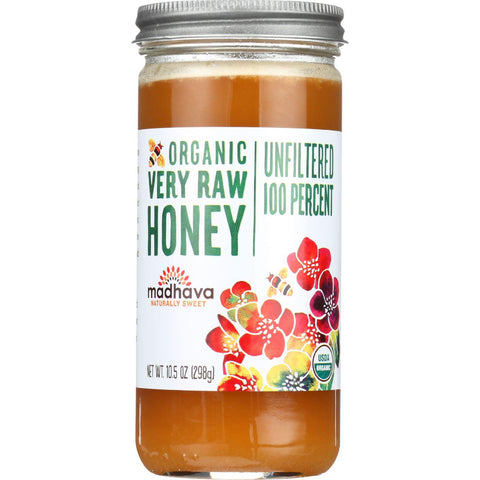 Madhava Honey Honey - Organic - Very Raw - 100 Percent Unfiltered - 10.5 Oz - Case Of 12