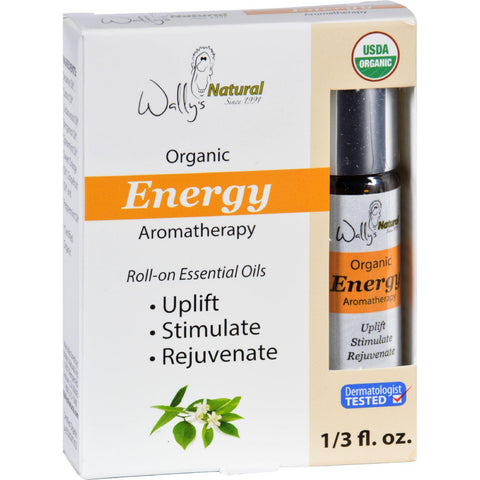 Wallys Natural Products Aromatherapy Blend - Organic - Roll-on - Essential Oils - Energy - .33 Oz