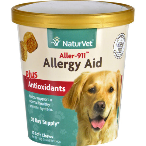 Naturvet Allergy Aid - Plus Antioxidants - Aller-911 - Dogs - Cup - 70 Soft Chews