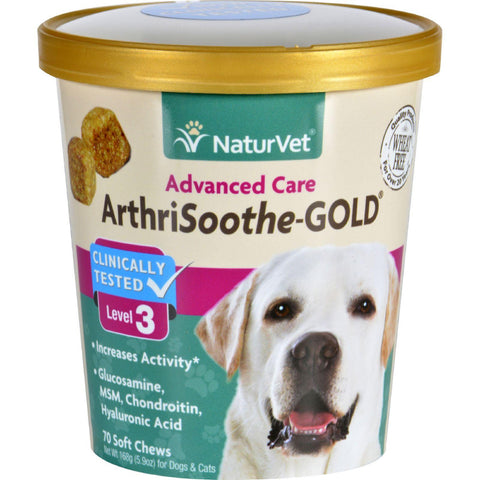 Naturvet Arthrisoothe-gold - Level 3 - Dogs And Cats - Cup - 70 Soft Chews
