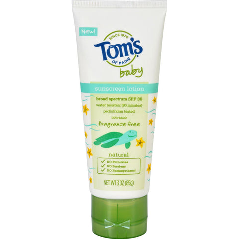 Toms Of Maine Sunscreen - Baby - Fragrance Free - 3 Oz - Case Of 6