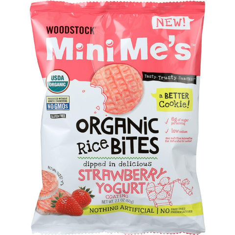 Woodstock Rice Bites - Organic - Mini Mes - Strawberry Yogurt - 2.1 Oz - Case Of 8
