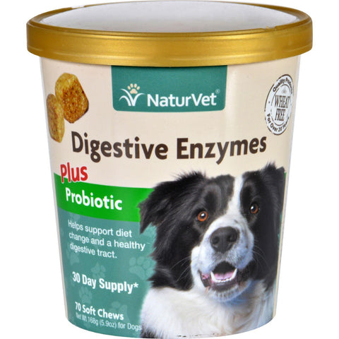 Naturvet Digestive Enzymes - Plus Probiotics - Dogs - Cup - 70 Soft Chews