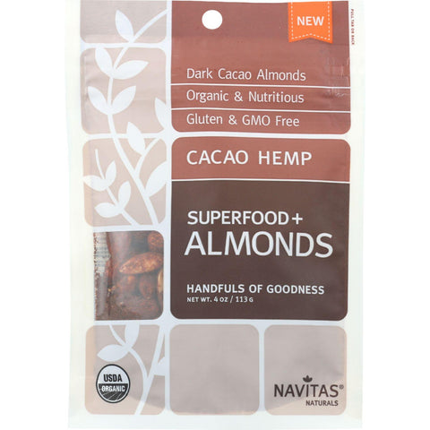Navitas Naturals Almonds - Organic - Superfood Plus - Cacao Hemp - 4 Oz - Case Of 12