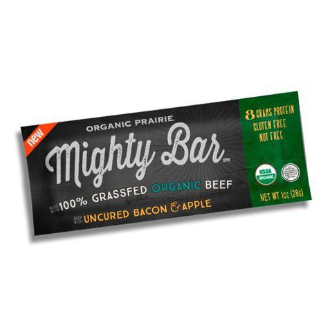 Organic Prairie Grass Fed Beef Mighty Bar - Bacon And Apple - Case Of 12 - 1oz Bars