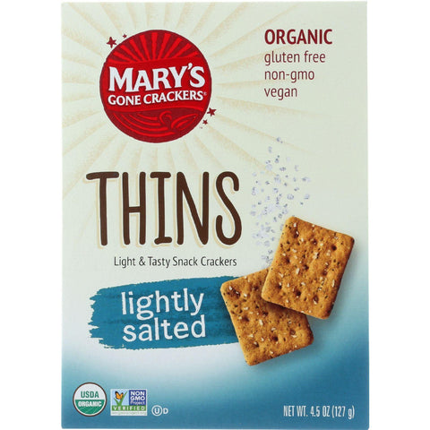 Marys Gone Crackers Crackers - Organic - Thins - Lightly Salted - 4.5 Oz - Case Of 6