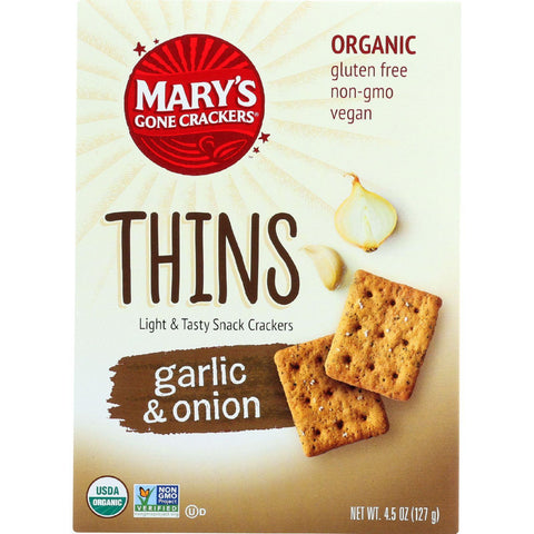 Marys Gone Crackers Crackers - Organic - Thins - Garlic And Onion - 4.5 Oz - Case Of 6