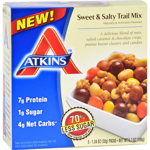 Atkins Trail Mix - Sweet And Salty - 1.34 Oz - 5 Count - Case Of 4