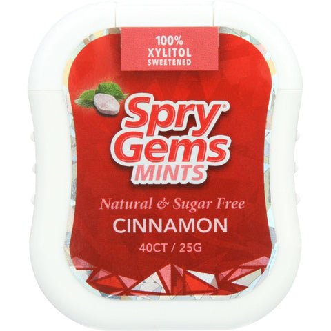 Spry Mints - Xylitol - Gems - Cinnamon - 40 Count - Case Of 6