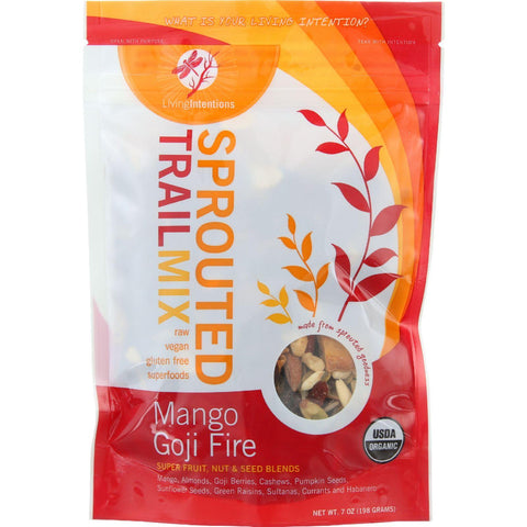 Living Intentions Trail Mix - Organic - Sprouted - Mango Goji Fire - 7 Oz - Case Of 6