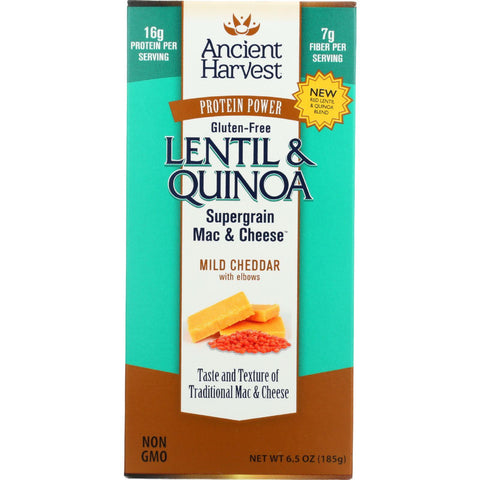 Ancient Harvest Mac And Cheese - Supergrain - Lentil And Quinoa - Mild Cheddar With Elbows - Gluten Free - 6.5 Oz - Case Of 6