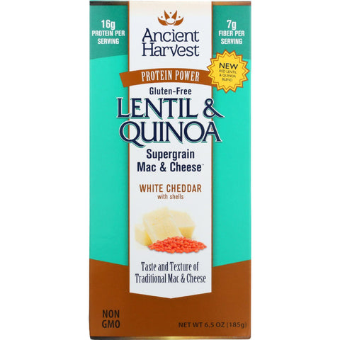 Ancient Harvest Mac And Cheese - Supergrain - Lentil And Quinoa - White Cheddar With Shells - Gluten Free - 6.5 Oz - Case Of 6