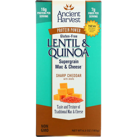 Ancient Harvest Mac And Cheese - Supergrain - Lentil And Quinoa - Sharp Cheddar With Shells - Gluten Free - 6.5 Oz - Case Of 6