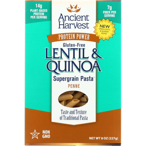 Ancient Harvest Pasta - Supergrain - Green Lentil And Quinoa Penne - Gluten Free - 8 Oz - Case Of 6
