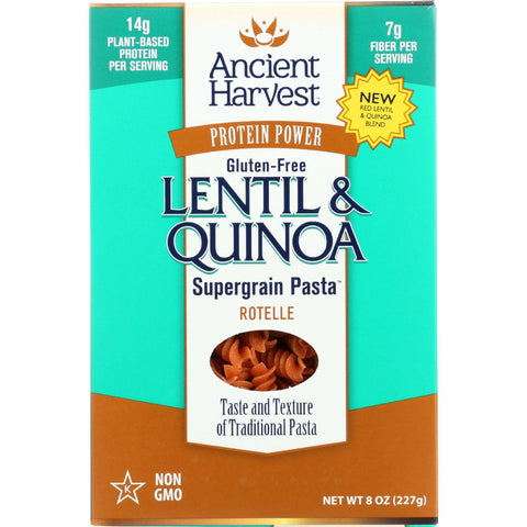 Ancient Harvest Pasta - Supergrain - Red Lentil And Quinoa Rotelle - Gluten Free - 8 Oz - Case Of 6