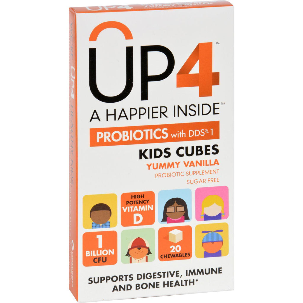 Up4 Probiotics Probiotic Supplement - Kids Cubes - Yummy Vanilla - 20 Chews - Case Of 8
