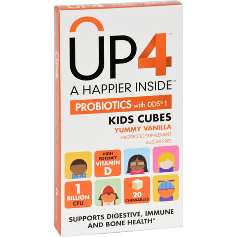 Up4 Probiotics Probiotic Supplement - Kids Cubes - Yummy Vanilla - 20 Chews - Case Of 8