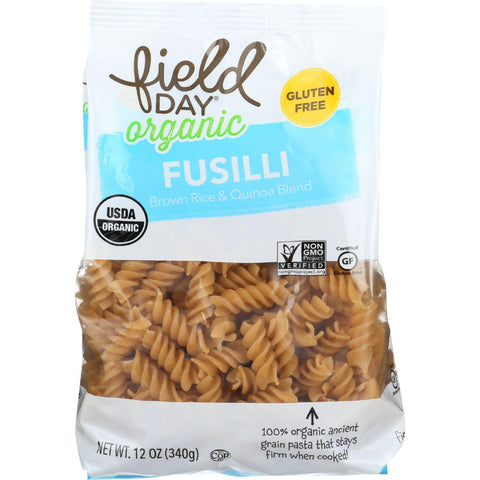 Field Day Pasta - Organic - Brown Rice And Quinoa Blend - Fusilli - 12 Oz - Case Of 12