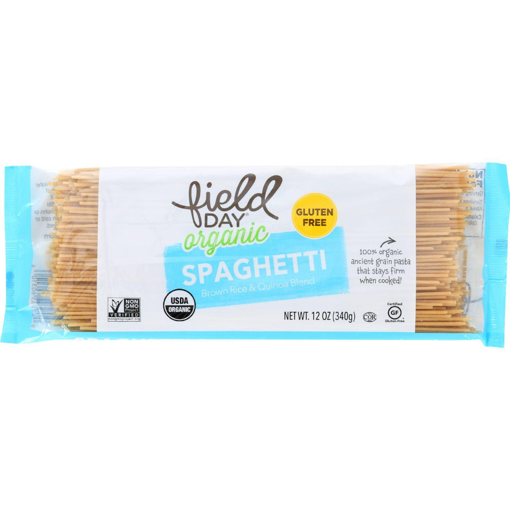 Field Day Pasta - Organic - Brown Rice And Quinoa Blend - Spaghetti - 12 Oz - Case Of 12