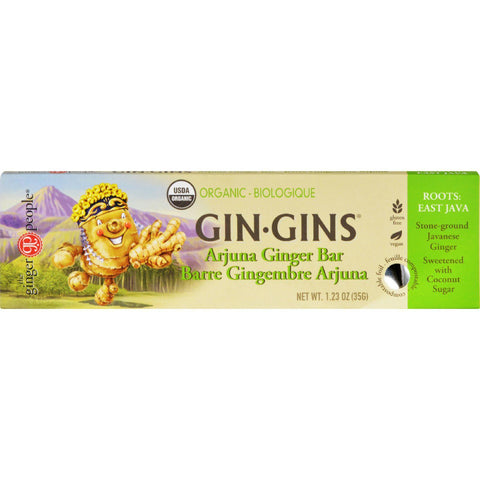 Ginger People Gin Gins Bar - Organic - Arjuna Ginger - 1.23 Oz - Case Of 16