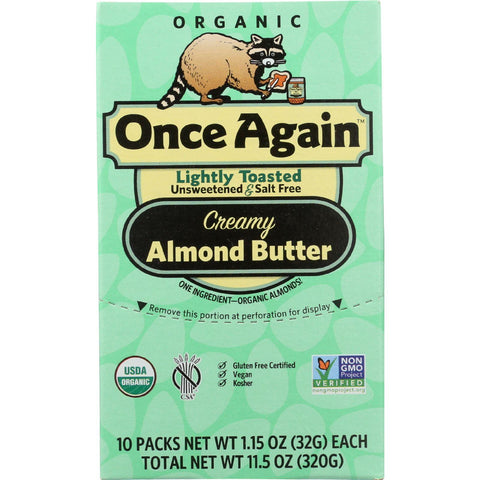 Once Again Almond Butter - Organic - Lightly Toasted - Squeeze Pack - 1.15 Oz - Case Of 10