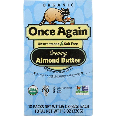 Once Again Almond Butter - Organic - Original - Squeeze Pack - 1.15 Oz - Case Of 10