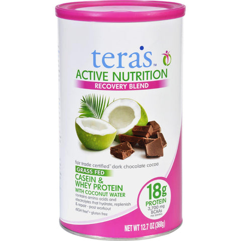 Teras Whey Protein Powder - Casein And Whey - Active Nutrition - Recovery Blend - Fair Trade Certified Dark Chocolate - 12.5 Oz
