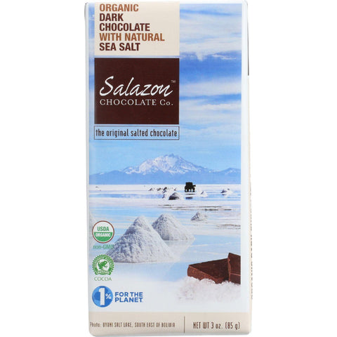 Salazon Chocolate Bar - Organic - 57 Percent Dark Chocolate - Sea Salt - 2.75 Oz - Case Of 12