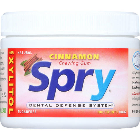 Spry Chewing Gum - Xylitol - Cinnamon - 100 Count - 1 Each